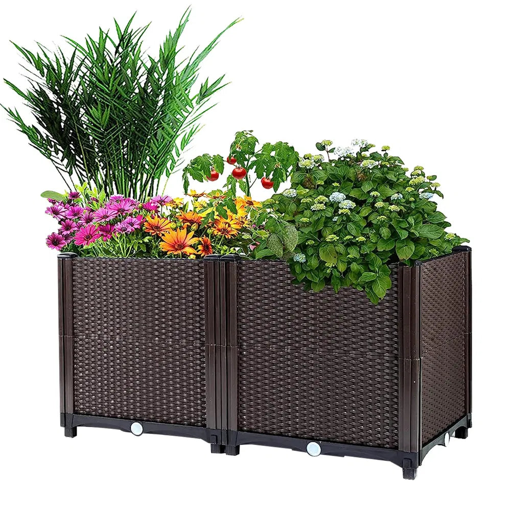 Raised Garden Bed Plant Growth Box With Self-watering System For Garden Patio Balcony Elevated Planter Box For Flowers Vegetables Herbs cjdropshipping