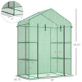 Walk-in Greenhouse, Garden Hot House With 3 Tier Shleves, Roll-Up Door And PE Cover, Green TryTrendly
