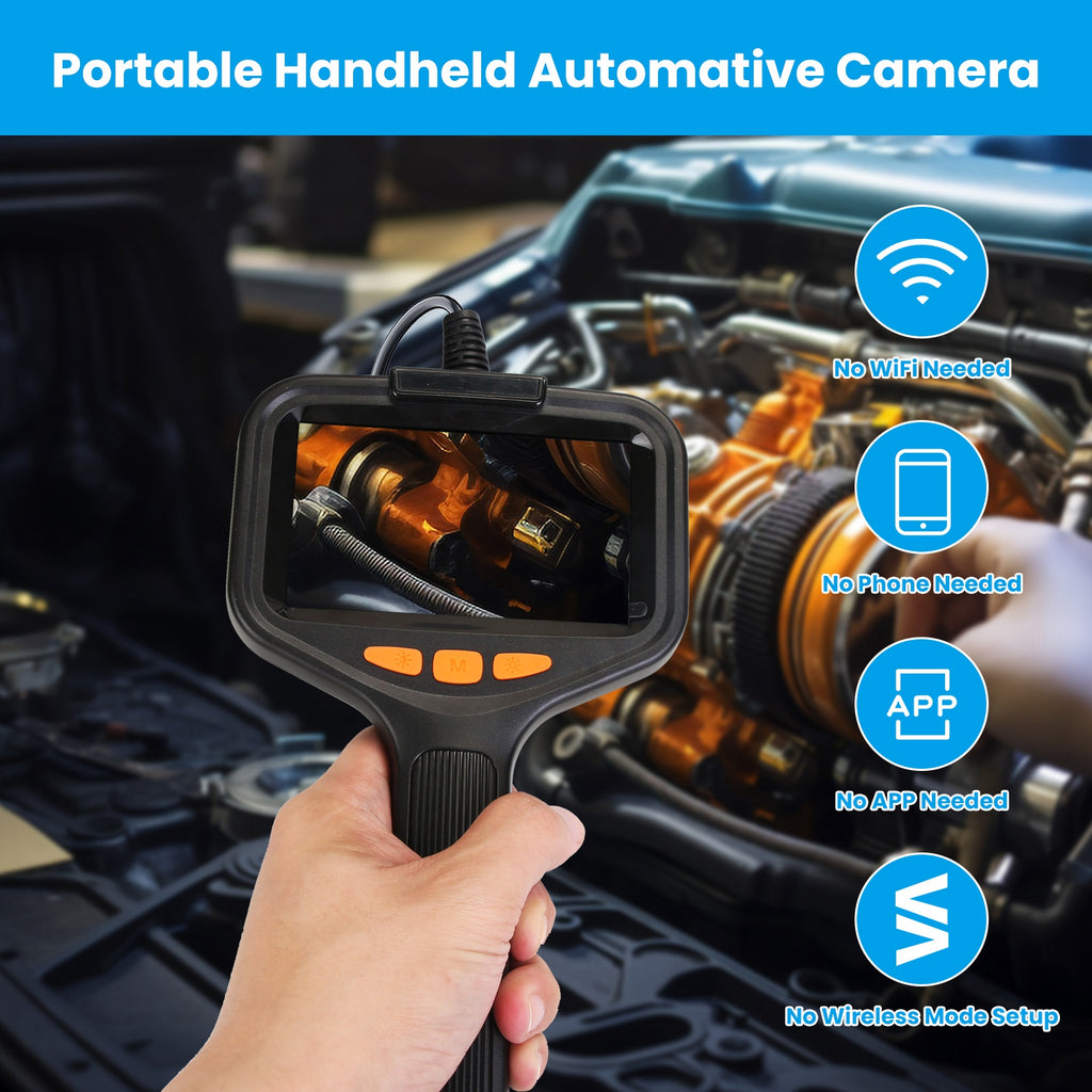1Pc 4.3in Inspection Camera With Light Articulating Borescope Endoscope Camera With 16.4FT Wire 2 Modes 3 Adjustable Brightness IP67 Waterproof For Plumbing Automative Inside Wall TryTrendly