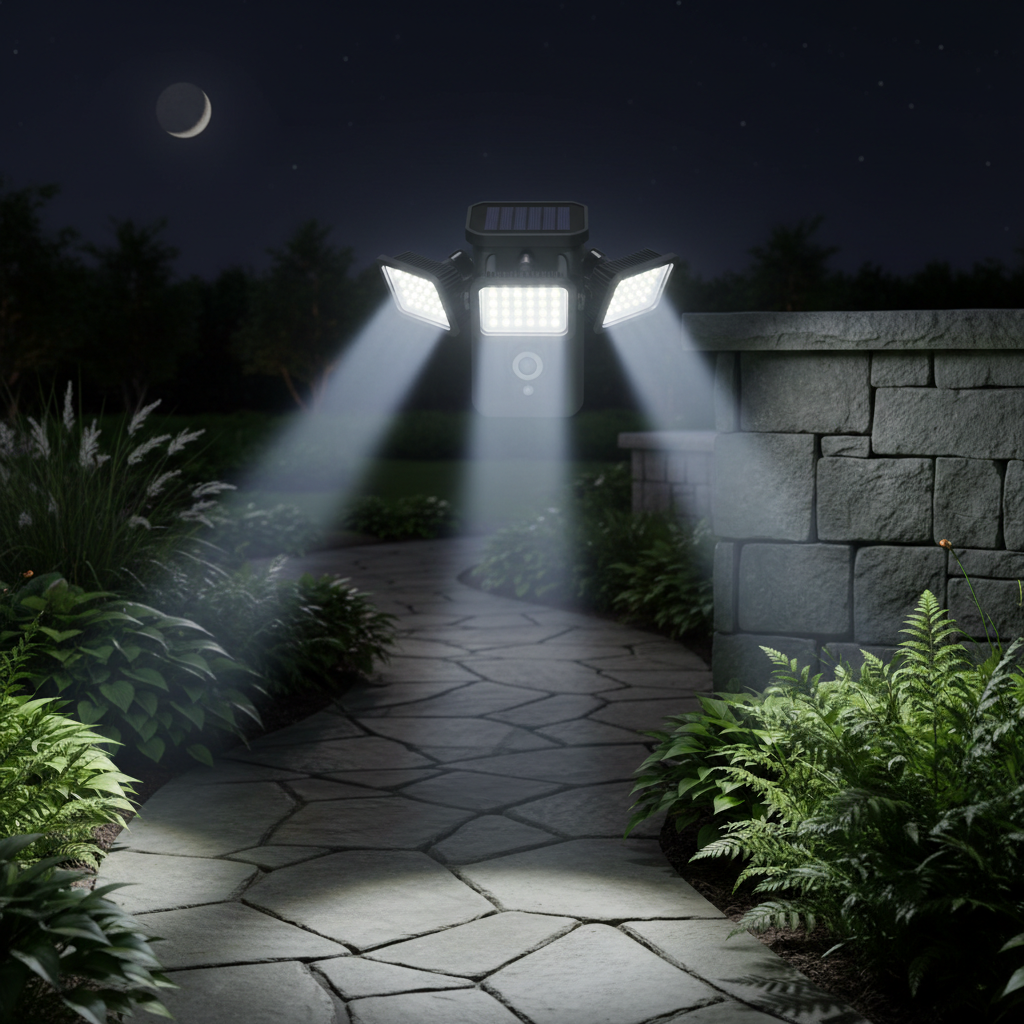 Solar Sensor 3-Head Spotlight